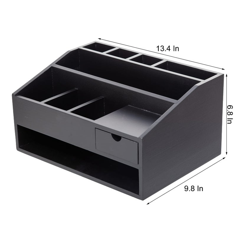 VERGOODR Wood Desk Drawer Organizers with File Organizer Pen holder Office Decor combo for Desk Organization Home can arrange office supplies such as calculators scissors pens note papers  etc. (black) - Image 2
